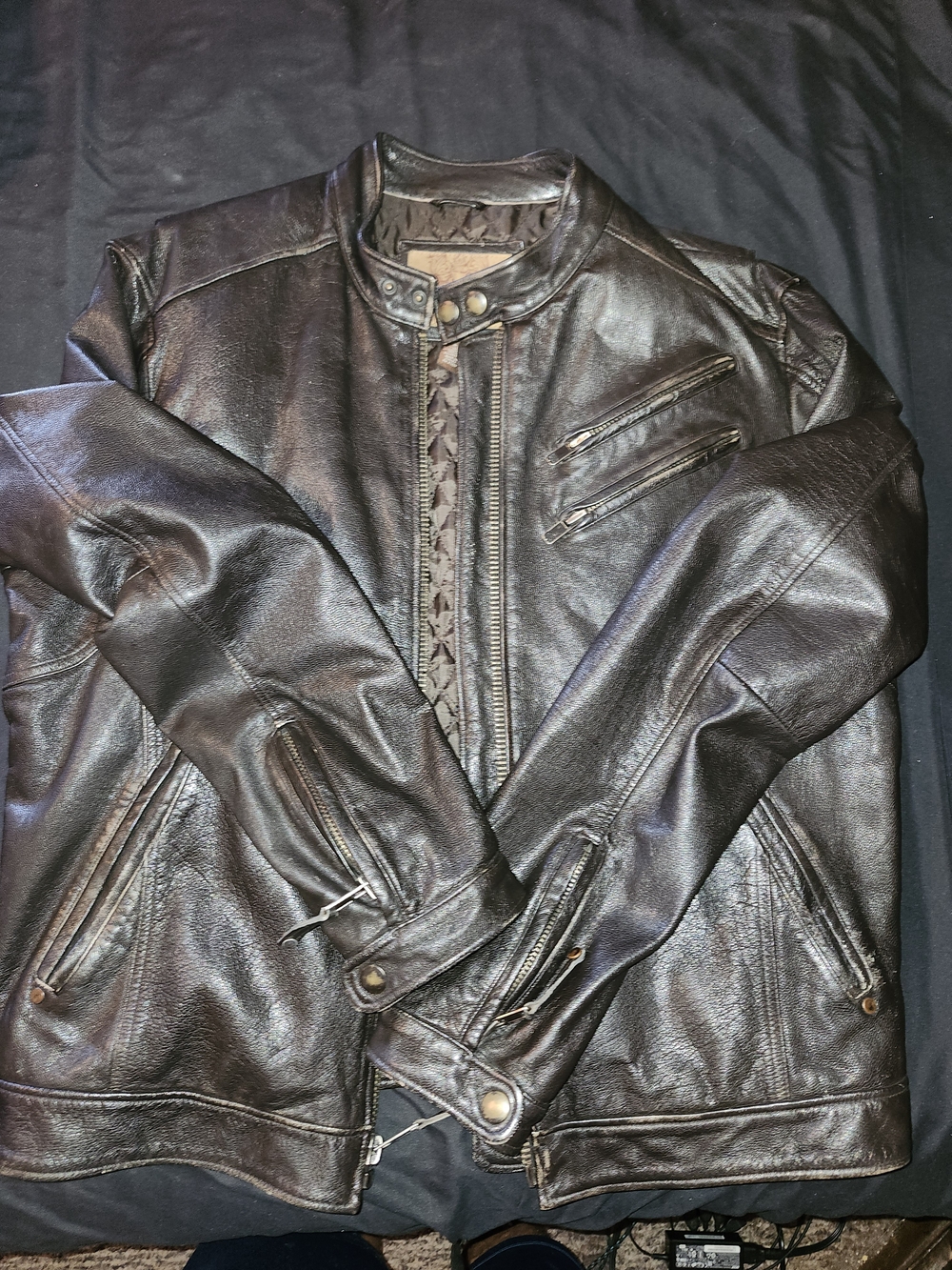 Jimmy Z Brown Leather Moto Jacket Size L